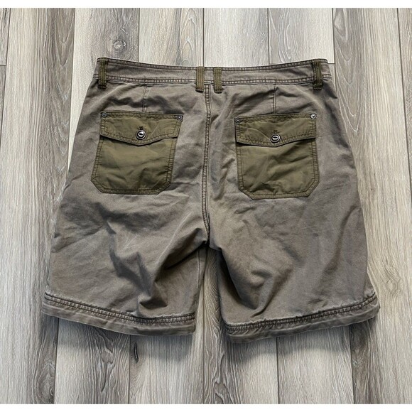 LL Bean Shorts Mens 34W Brown Canvas Chino Military Style Utility Hiking - Picture 3 of 8